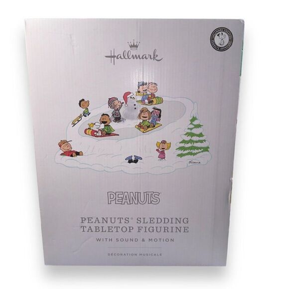Hallmark 2023 Snoopy Peanuts Sledding Table Figurine with Sound and Motion - Picture 1 of 6